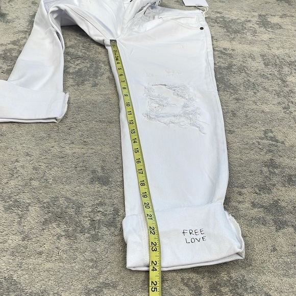 NWT One Teaspoon Awesome Baggies Relaxed Leg Rolled Cuff White Free Love Sz 26 - Picture 12 of 15